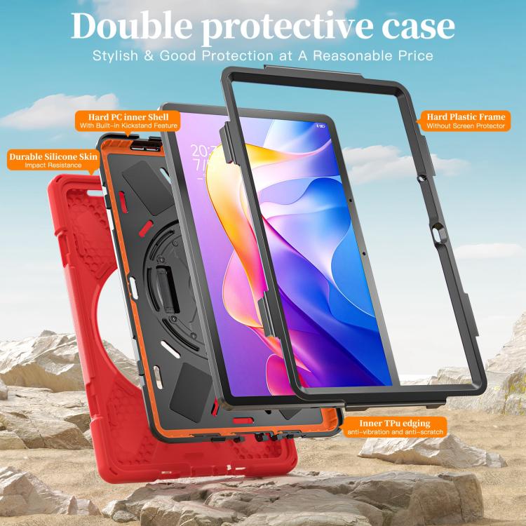 For Xiaomi Redmi Pad 2 11 2025 Rotatable Holder Silicone Hybrid PC Tablet Case with Shoulder Strap