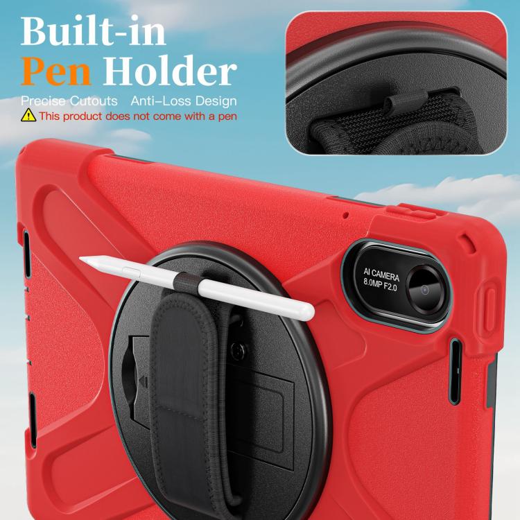 For Xiaomi Redmi Pad 2 11 2025 Rotatable Holder Silicone Hybrid PC Tablet Case with Shoulder Strap