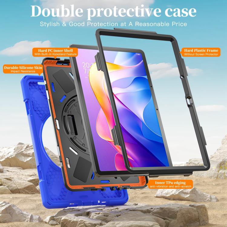For Xiaomi Redmi Pad 2 11 2025 Rotatable Holder Silicone Hybrid PC Tablet Case with Shoulder Strap