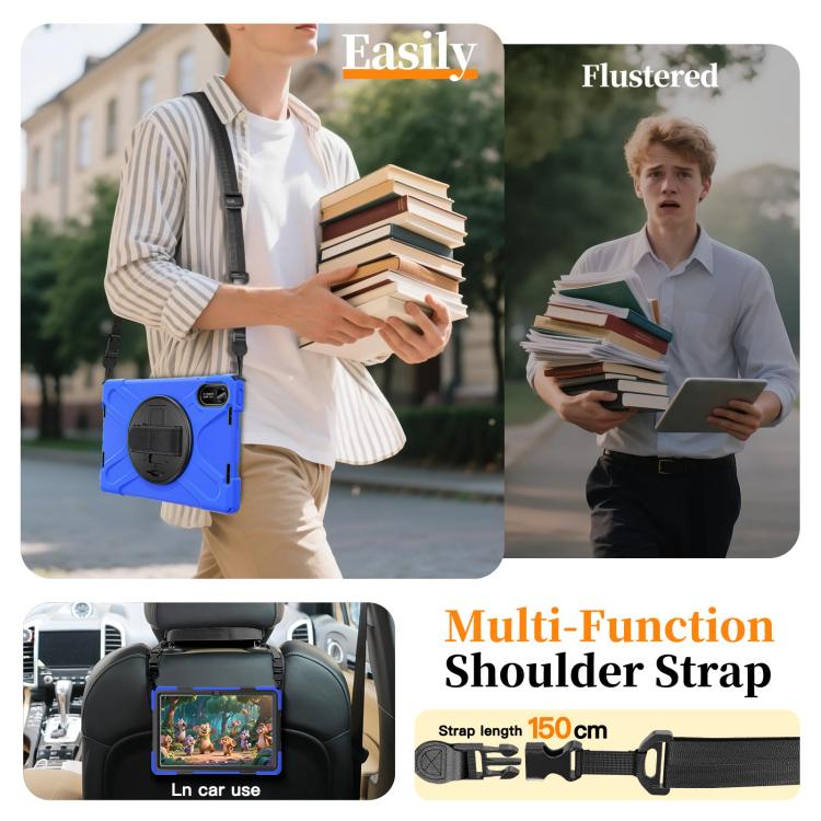 For Xiaomi Redmi Pad 2 11 2025 Rotatable Holder Silicone Hybrid PC Tablet Case with Shoulder Strap
