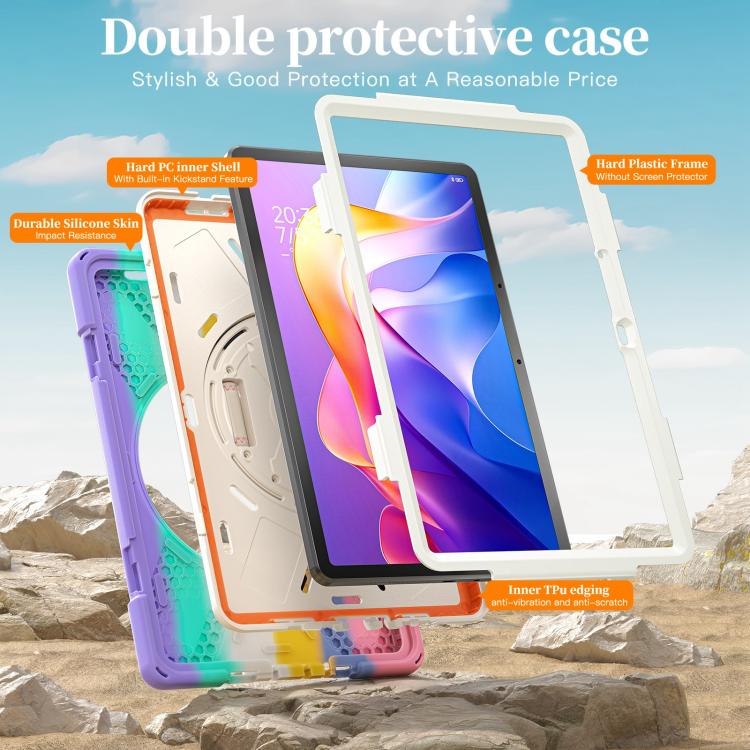 For Xiaomi Redmi Pad 2 11 2025 Rotatable Holder Silicone Hybrid PC Tablet Case with Shoulder Strap