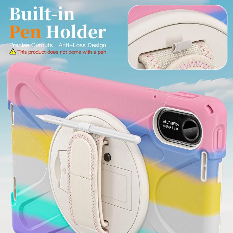 For Xiaomi Redmi Pad 2 11 2025 Rotatable Holder Silicone Hybrid PC Tablet Case with Shoulder Strap