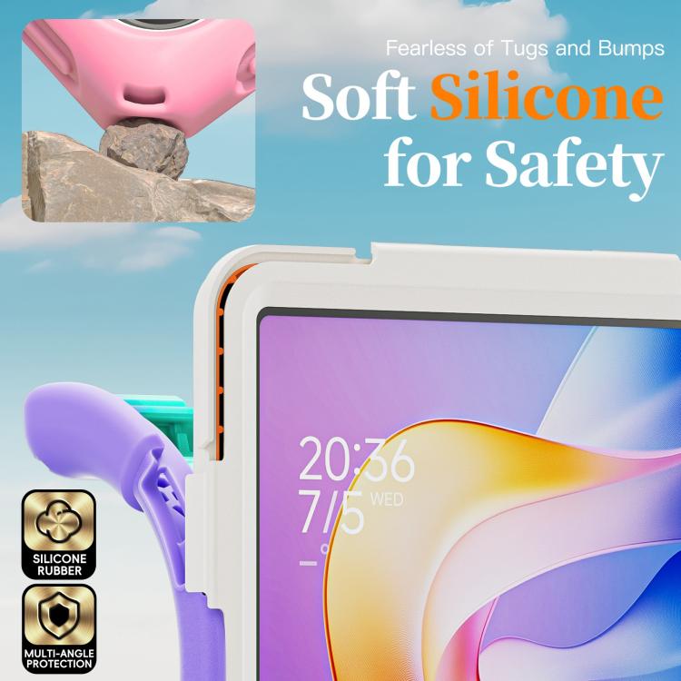 For Xiaomi Redmi Pad 2 11 2025 Rotatable Holder Silicone Hybrid PC Tablet Case with Shoulder Strap