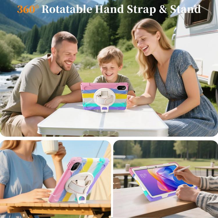 For Xiaomi Redmi Pad 2 11 2025 Rotatable Holder Silicone Hybrid PC Tablet Case with Shoulder Strap