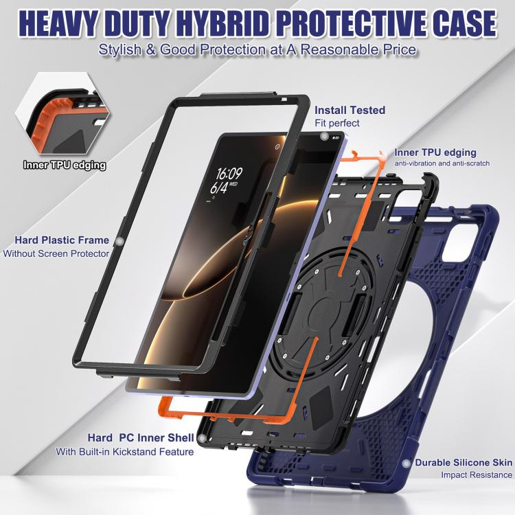 For Xiaomi Pad 7 Ultra Rotatable Holder Silicone Hybrid PC Tablet Case with Shoulder Strap