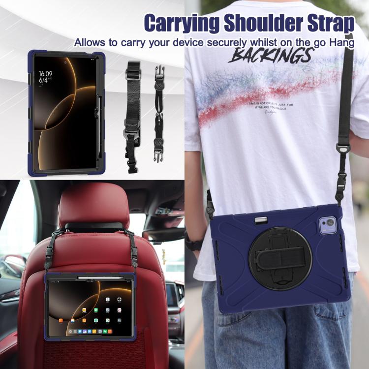 For Xiaomi Pad 7 Ultra Rotatable Holder Silicone Hybrid PC Tablet Case with Shoulder Strap