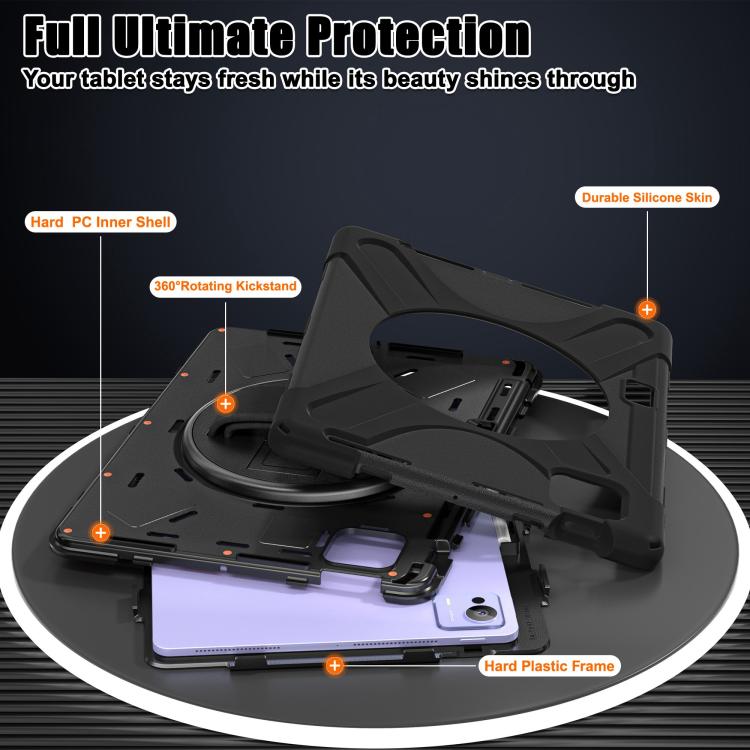 For Xiaomi Pad 7 Ultra Rotatable Holder Silicone Hybrid PC Tablet Case with Shoulder Strap