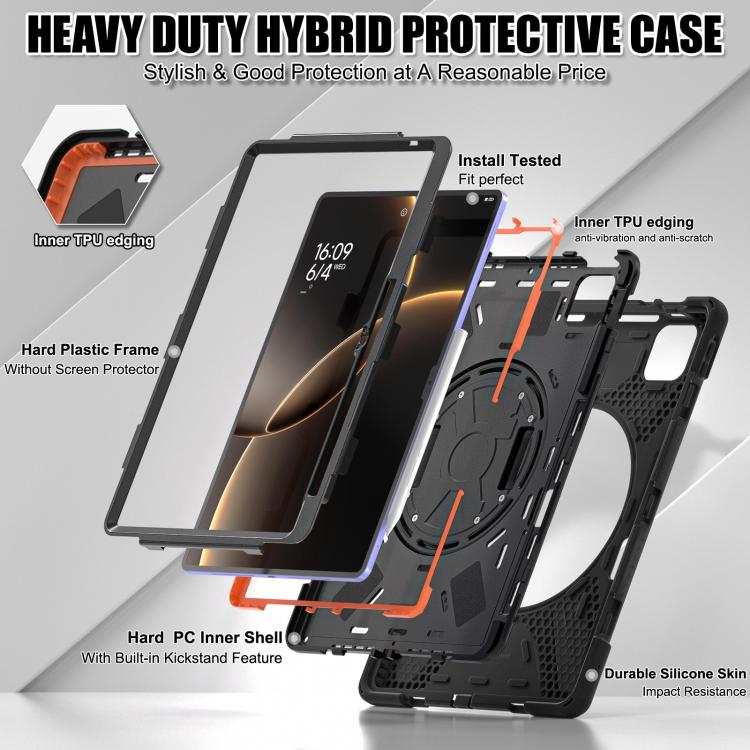 For Xiaomi Pad 7 Ultra Rotatable Holder Silicone Hybrid PC Tablet Case with Shoulder Strap