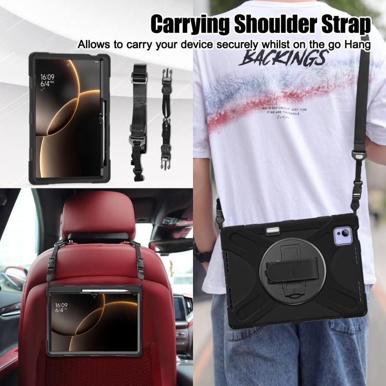 For Xiaomi Pad 7 Ultra Rotatable Holder Silicone Hybrid PC Tablet Case with Shoulder Strap
