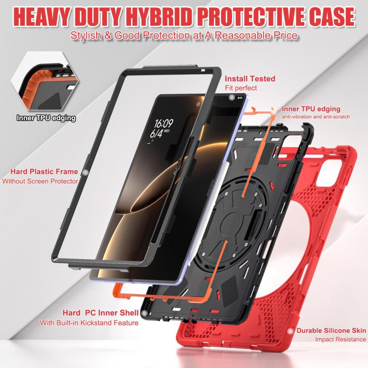 For Xiaomi Pad 7 Ultra Rotatable Holder Silicone Hybrid PC Tablet Case with Shoulder Strap