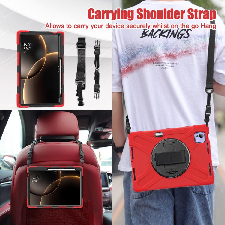 For Xiaomi Pad 7 Ultra Rotatable Holder Silicone Hybrid PC Tablet Case with Shoulder Strap