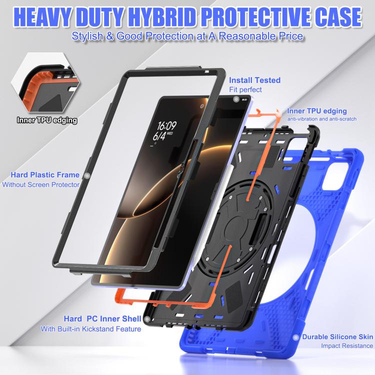 For Xiaomi Pad 7 Ultra Rotatable Holder Silicone Hybrid PC Tablet Case with Shoulder Strap