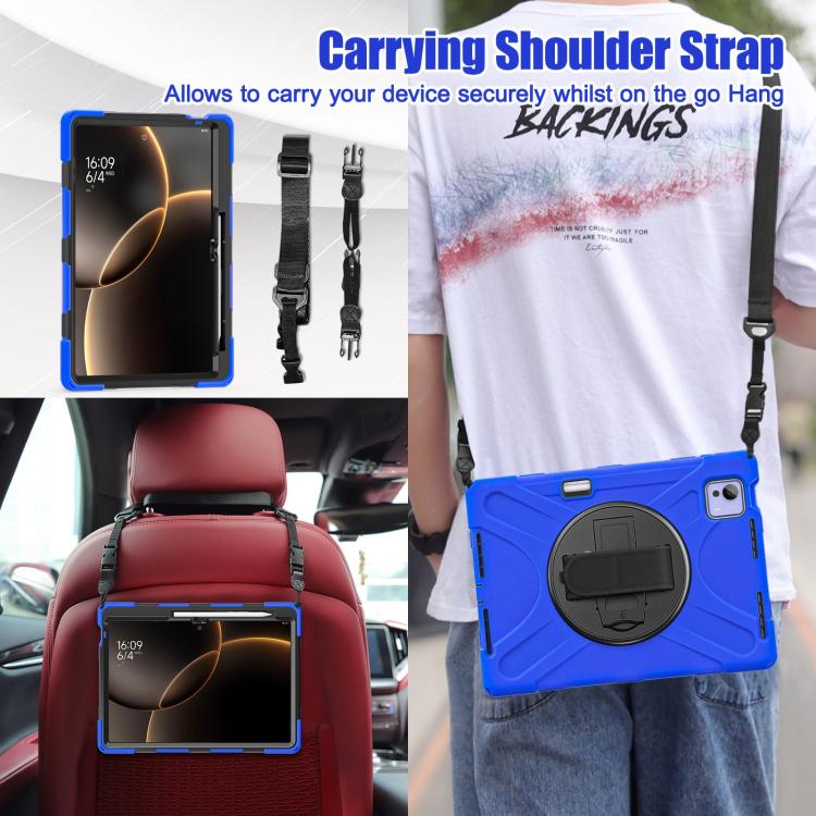For Xiaomi Pad 7 Ultra Rotatable Holder Silicone Hybrid PC Tablet Case with Shoulder Strap