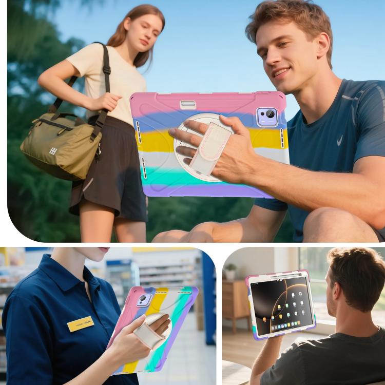 For Xiaomi Pad 7 Ultra Rotatable Holder Silicone Hybrid PC Tablet Case with Shoulder Strap