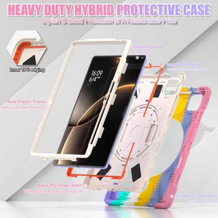 For Xiaomi Pad 7 Ultra Rotatable Holder Silicone Hybrid PC Tablet Case with Shoulder Strap