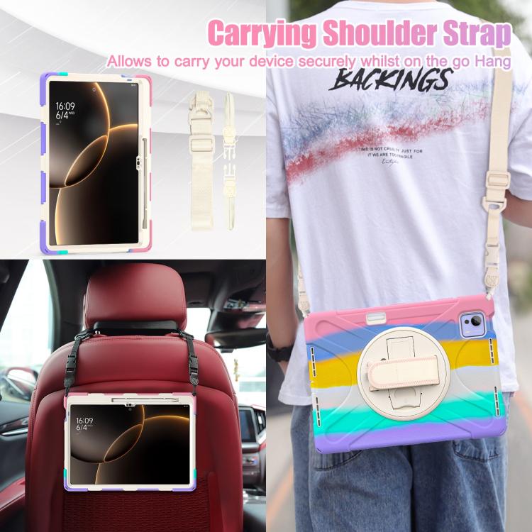 For Xiaomi Pad 7 Ultra Rotatable Holder Silicone Hybrid PC Tablet Case with Shoulder Strap
