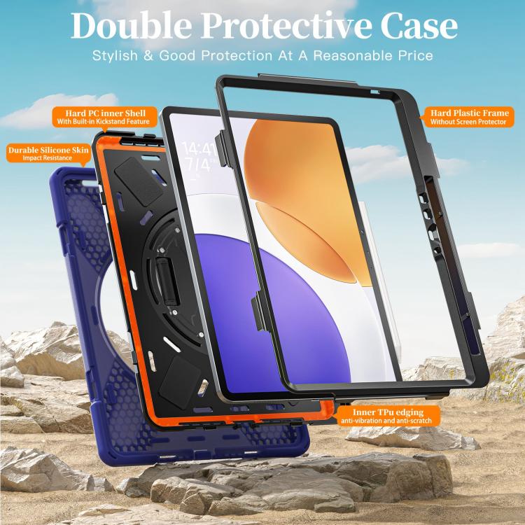 For Xiaomi Pad 7S Pro / 6S Pro Rotatable Holder Silicone Hybrid PC Tablet Case with Shoulder Strap