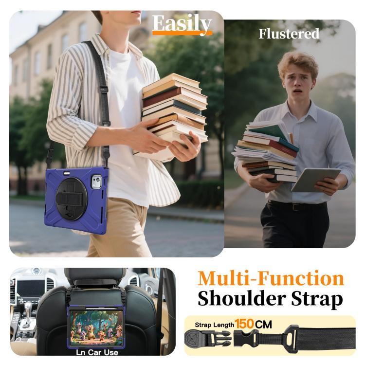 For Xiaomi Pad 7S Pro / 6S Pro Rotatable Holder Silicone Hybrid PC Tablet Case with Shoulder Strap
