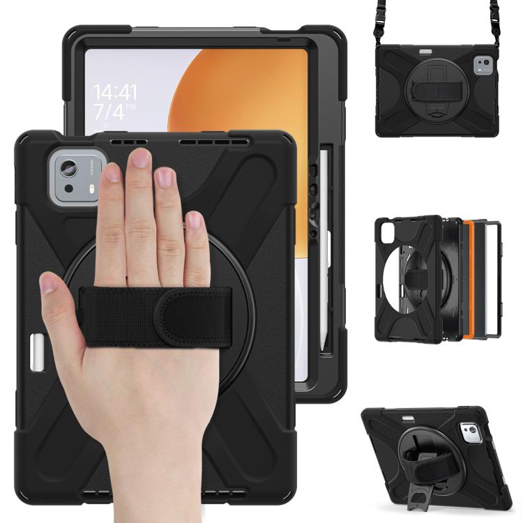 For Xiaomi Pad 7S Pro / 6S Pro Rotatable Holder Silicone Hybrid PC Tablet Case with Shoulder Strap