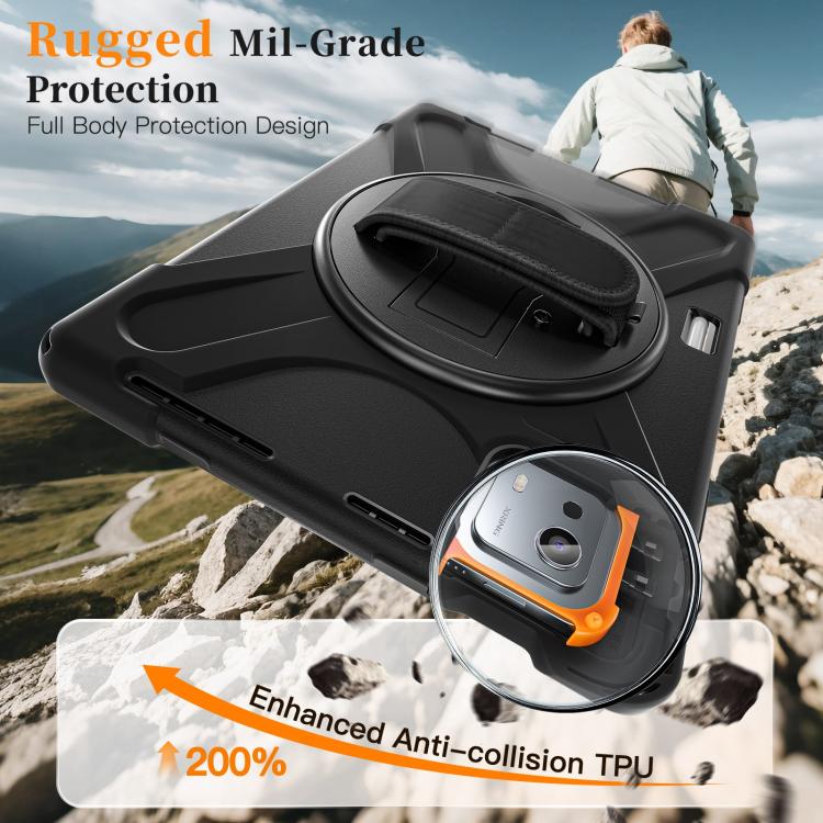 For Xiaomi Pad 7S Pro / 6S Pro Rotatable Holder Silicone Hybrid PC Tablet Case with Shoulder Strap