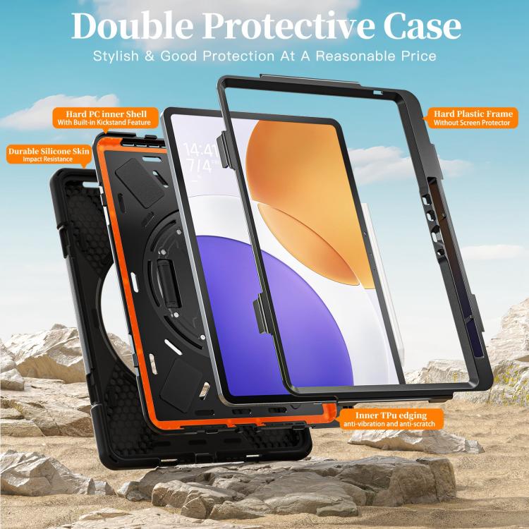 For Xiaomi Pad 7S Pro / 6S Pro Rotatable Holder Silicone Hybrid PC Tablet Case with Shoulder Strap