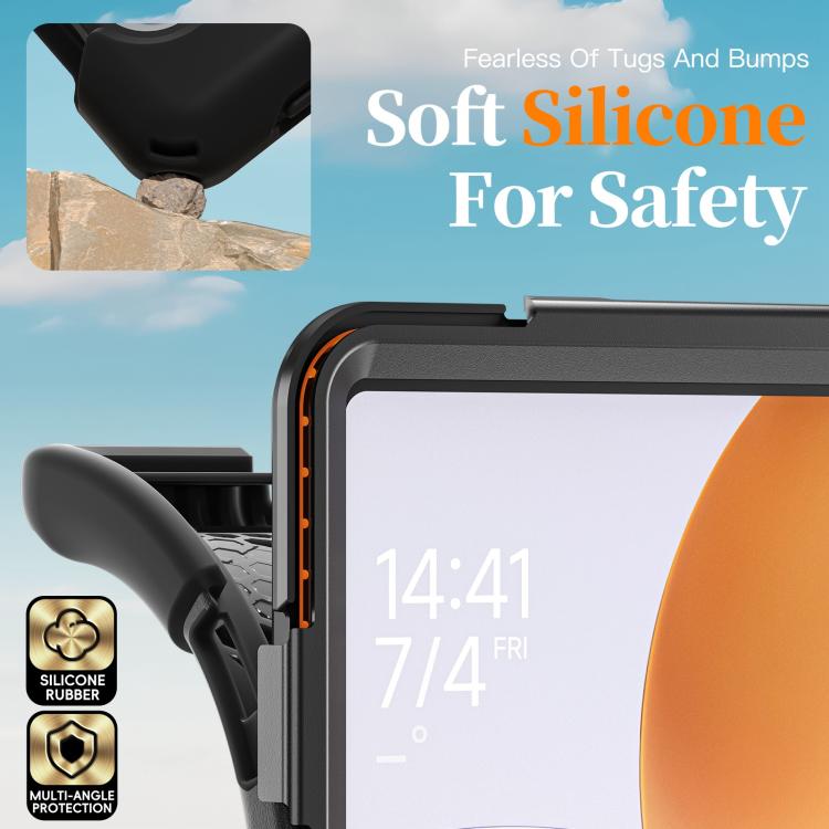 For Xiaomi Pad 7S Pro / 6S Pro Rotatable Holder Silicone Hybrid PC Tablet Case with Shoulder Strap
