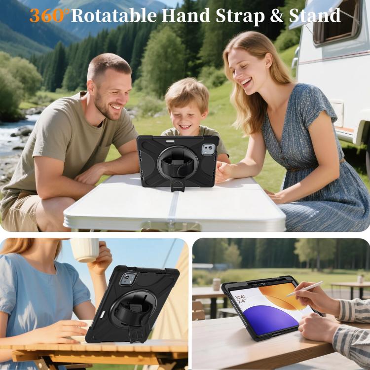 For Xiaomi Pad 7S Pro / 6S Pro Rotatable Holder Silicone Hybrid PC Tablet Case with Shoulder Strap