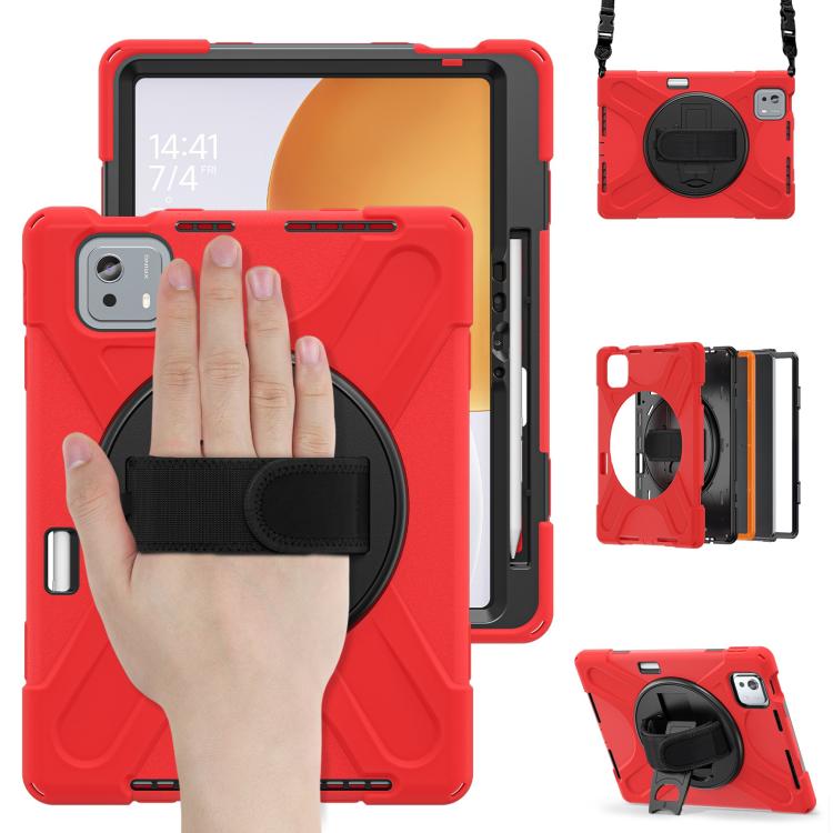 For Xiaomi Pad 7S Pro / 6S Pro Rotatable Holder Silicone Hybrid PC Tablet Case with Shoulder Strap