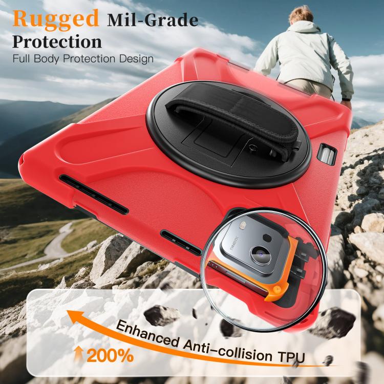 For Xiaomi Pad 7S Pro / 6S Pro Rotatable Holder Silicone Hybrid PC Tablet Case with Shoulder Strap