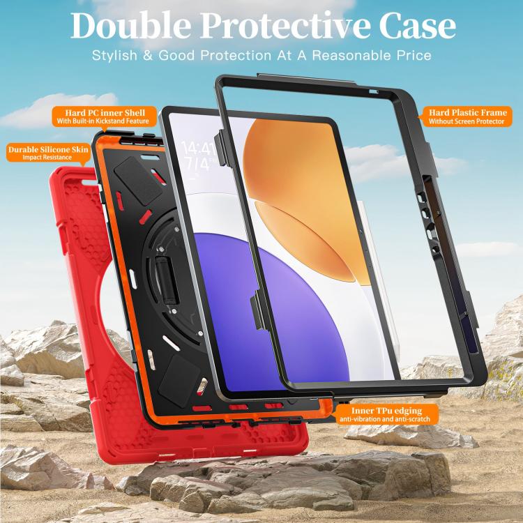 For Xiaomi Pad 7S Pro / 6S Pro Rotatable Holder Silicone Hybrid PC Tablet Case with Shoulder Strap