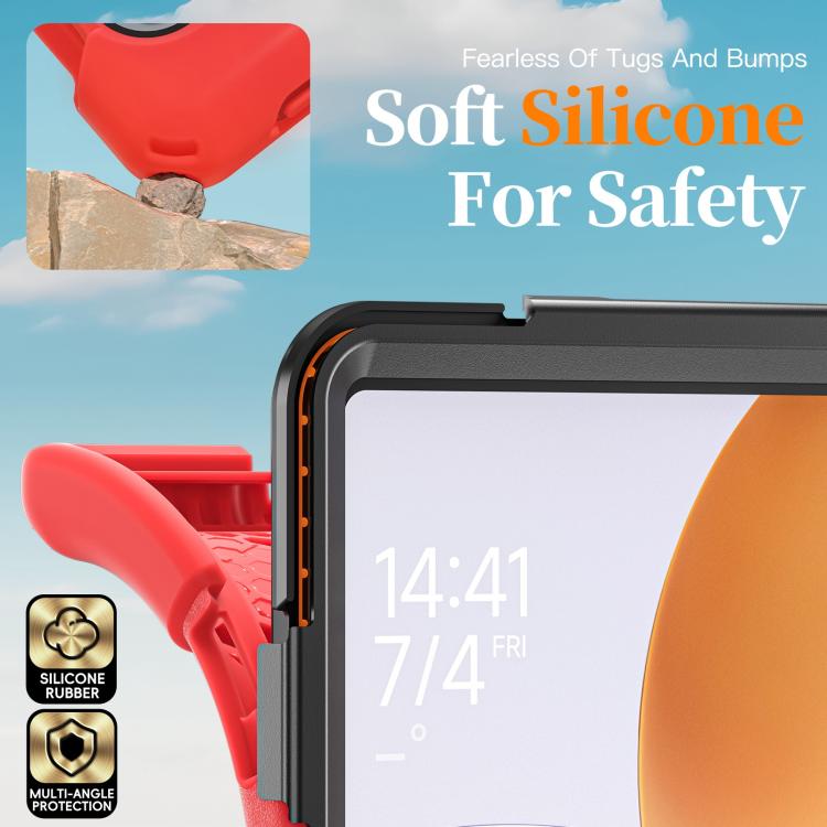 For Xiaomi Pad 7S Pro / 6S Pro Rotatable Holder Silicone Hybrid PC Tablet Case with Shoulder Strap