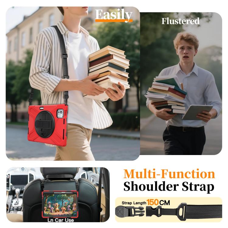 For Xiaomi Pad 7S Pro / 6S Pro Rotatable Holder Silicone Hybrid PC Tablet Case with Shoulder Strap