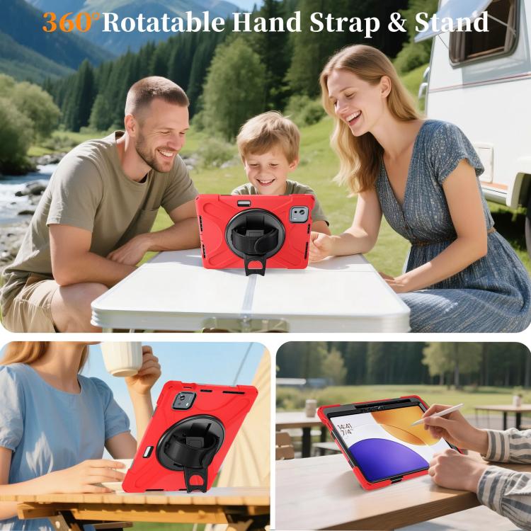 For Xiaomi Pad 7S Pro / 6S Pro Rotatable Holder Silicone Hybrid PC Tablet Case with Shoulder Strap