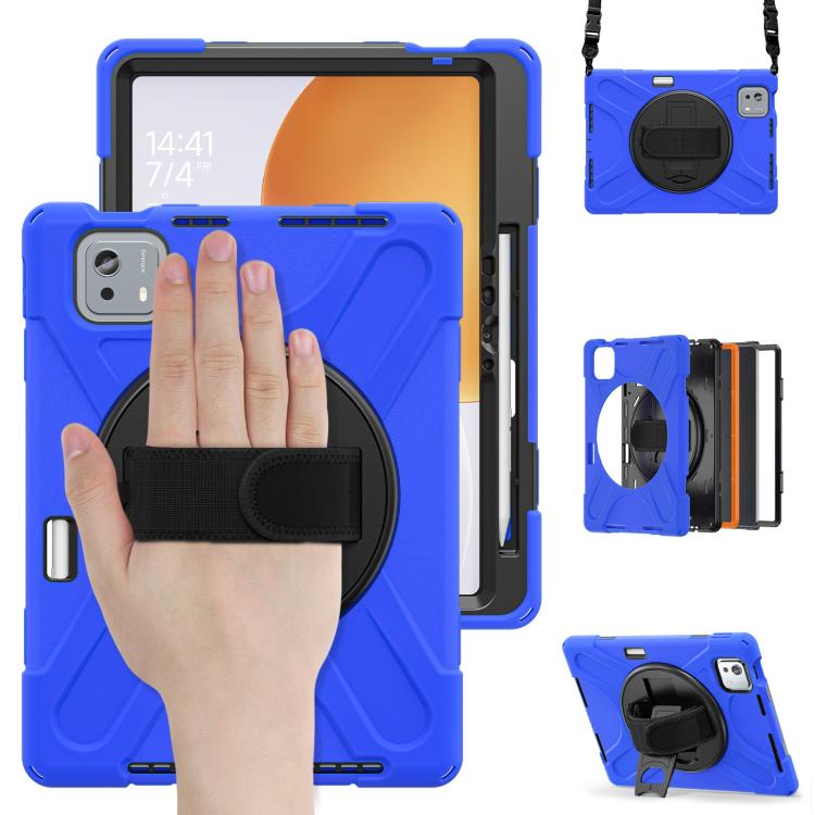 For Xiaomi Pad 7S Pro / 6S Pro Rotatable Holder Silicone Hybrid PC Tablet Case with Shoulder Strap