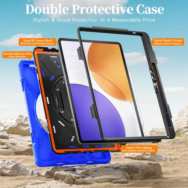 For Xiaomi Pad 7S Pro / 6S Pro Rotatable Holder Silicone Hybrid PC Tablet Case with Shoulder Strap