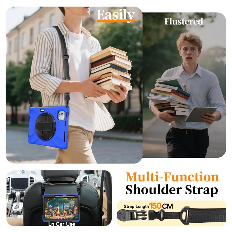 For Xiaomi Pad 7S Pro / 6S Pro Rotatable Holder Silicone Hybrid PC Tablet Case with Shoulder Strap