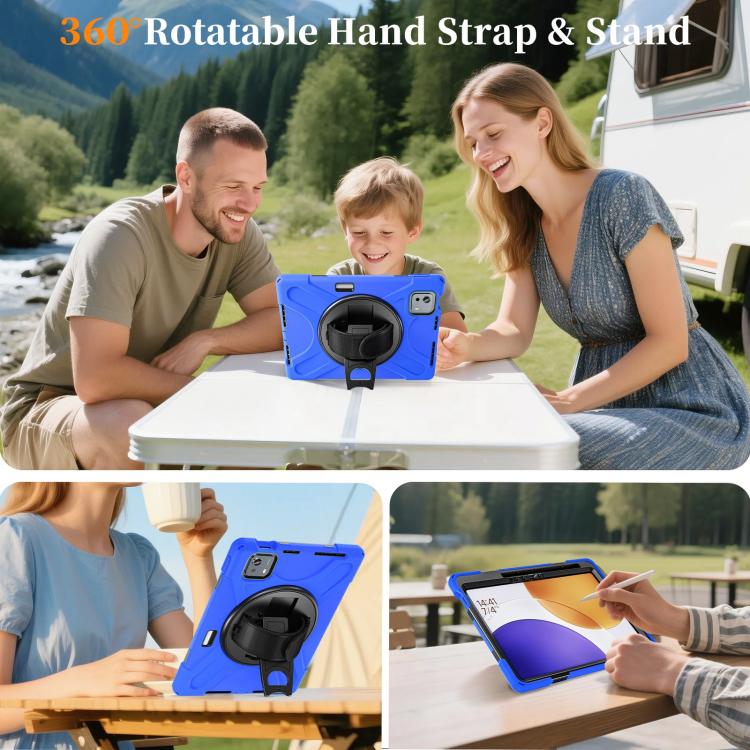 For Xiaomi Pad 7S Pro / 6S Pro Rotatable Holder Silicone Hybrid PC Tablet Case with Shoulder Strap