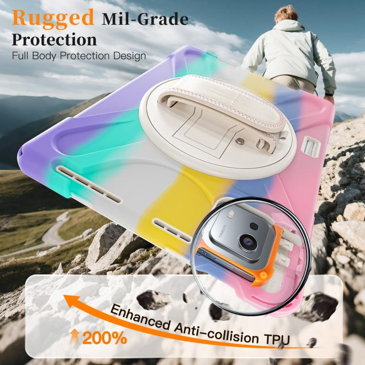 For Xiaomi Pad 7S Pro / 6S Pro Rotatable Holder Silicone Hybrid PC Tablet Case with Shoulder Strap