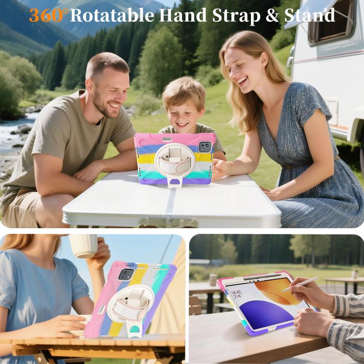 For Xiaomi Pad 7S Pro / 6S Pro Rotatable Holder Silicone Hybrid PC Tablet Case with Shoulder Strap