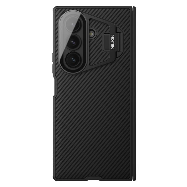 For Samsung Galaxy Z Fold7 5G NILLKIN CamShield Prop Texture Transparent Mirror Cover MagSafe Magnetic PC Phone Case - Black
