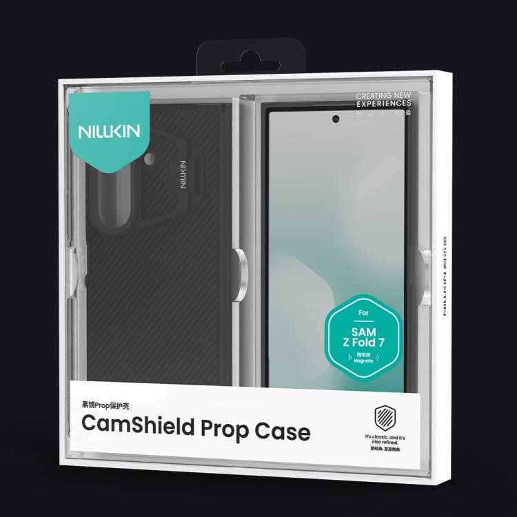 For Samsung Galaxy Z Fold7 5G NILLKIN CamShield Prop Texture Transparent Mirror Cover MagSafe Magnetic PC Phone Case - Black