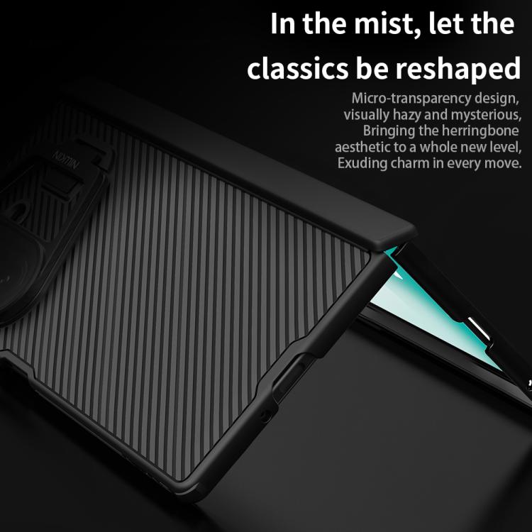 For Samsung Galaxy Z Fold7 5G NILLKIN CamShield Prop Texture Transparent Mirror Cover MagSafe Magnetic PC Phone Case - Black