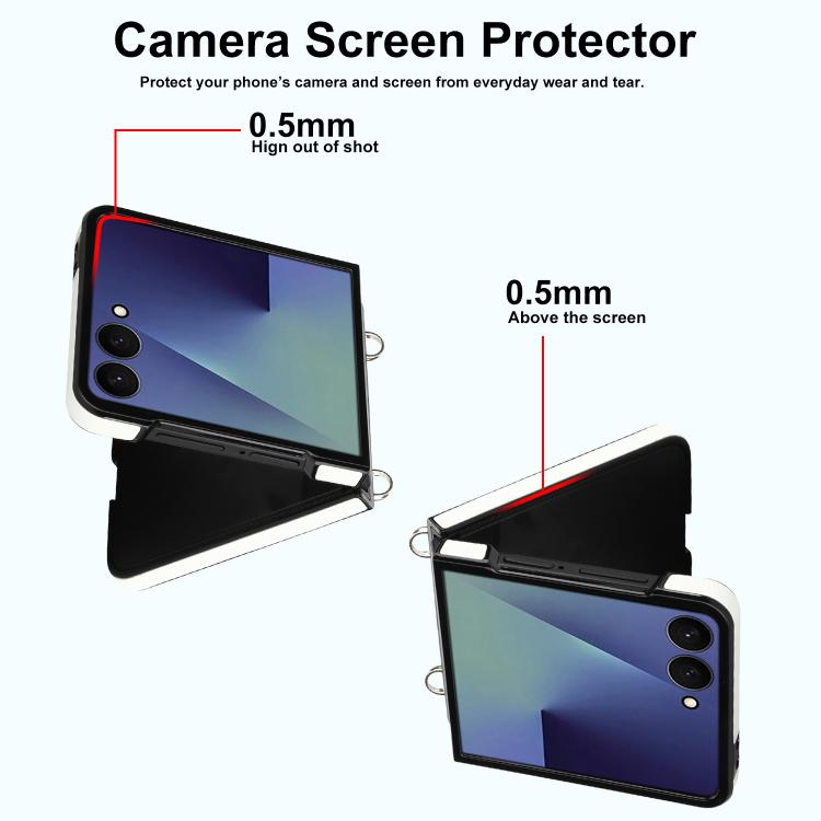 For Samsung Galaxy Z Flip7 5G Rhombic Leather Phone Case with Scarf / Bracelet