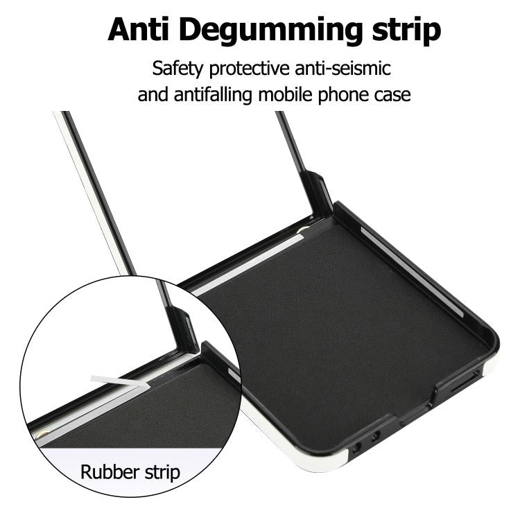 For Samsung Galaxy Z Flip7 5G Rhombic Leather Phone Case with Scarf / Bracelet