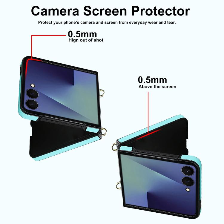 For Samsung Galaxy Z Flip7 5G Rhombic Leather Phone Case with Scarf / Bracelet