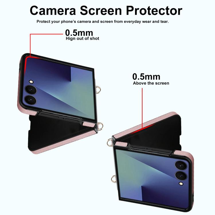 For Samsung Galaxy Z Flip7 5G Rhombic Leather Phone Case with Scarf / Bracelet