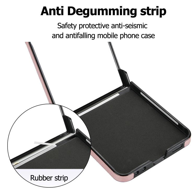 For Samsung Galaxy Z Flip7 5G Rhombic Leather Phone Case with Scarf / Bracelet