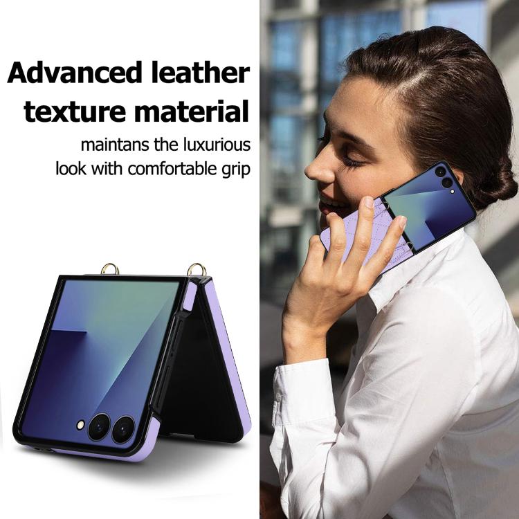 For Samsung Galaxy Z Flip7 5G Rhombic Leather Phone Case with Scarf / Bracelet
