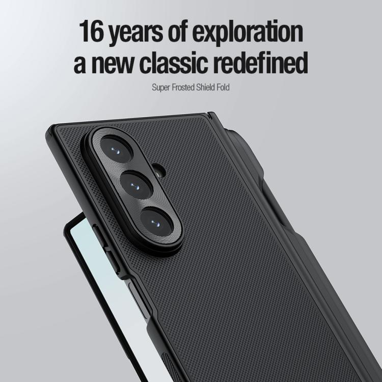For Samsung Galaxy Z Fold7 5G NILLKIN Frosted Fold PC + TPU Phone Case with Stylus - Black