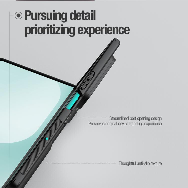 For Samsung Galaxy Z Fold7 5G NILLKIN Frosted Fold PC + TPU Phone Case with Stylus - Black